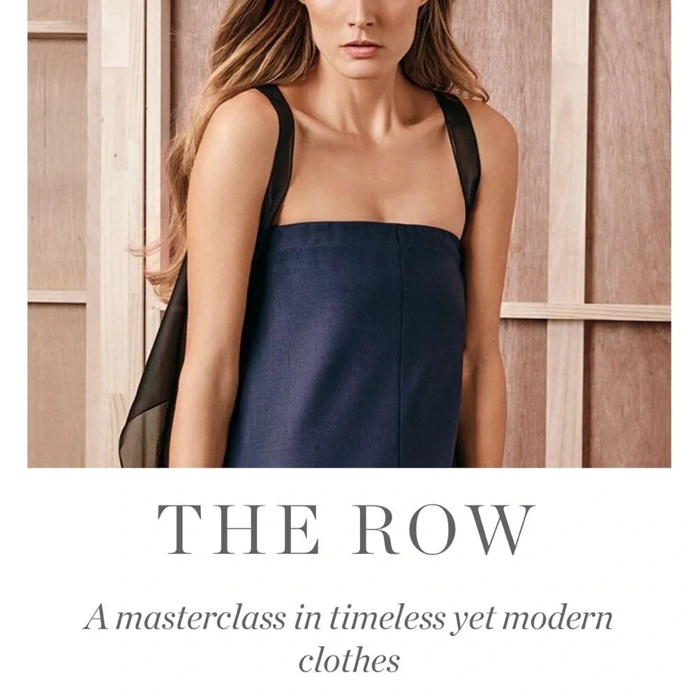 The Row Liu Bi-Stretch Virgin Double Wool Strapless Wide Leg Navy Blue Jumpsuit - Picture 3 of 7
